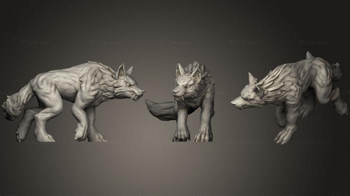 Статуэтки животных (Волк Страшный Волк, STKJ_1622) 3D модель для ЧПУ станка